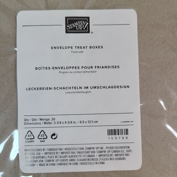 Stampin' Up! Envelope Treat Boxes White 10 Boxes 159788 Gold Foil Stickers - Picture 3 of 4